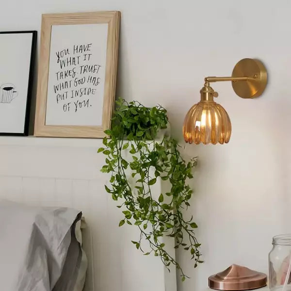 Vintage Tulip Glass Wall Sconce Light