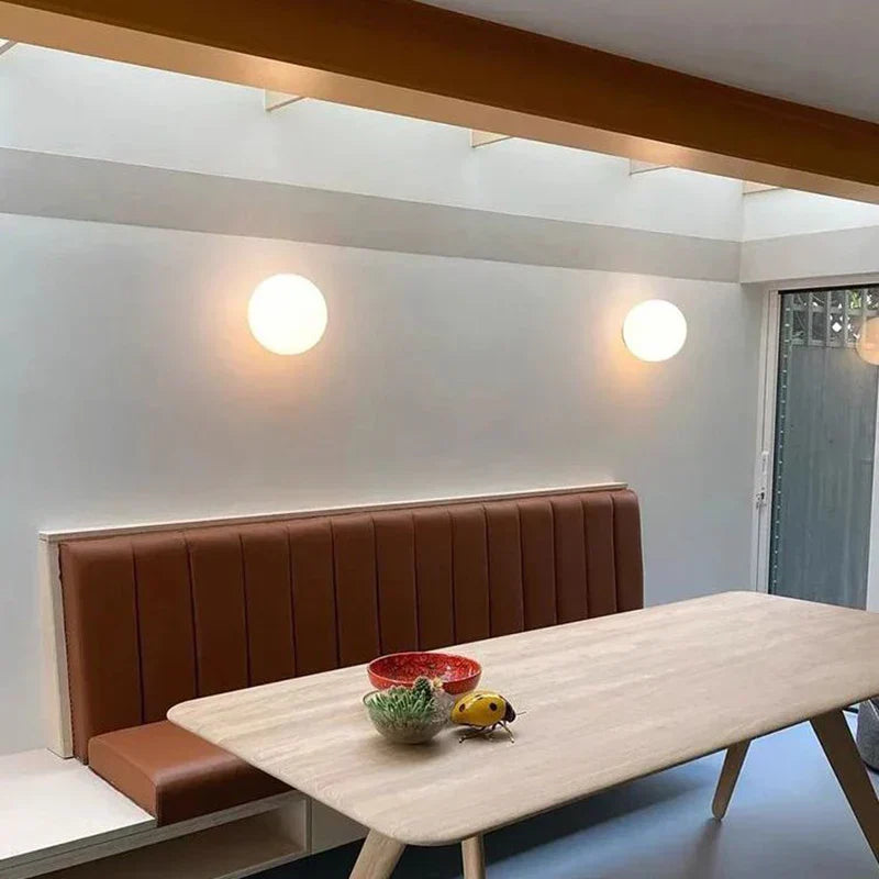 Modern White Glass Circular Wall Light