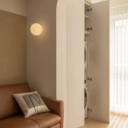 Modern White Glass Circular Wall Light