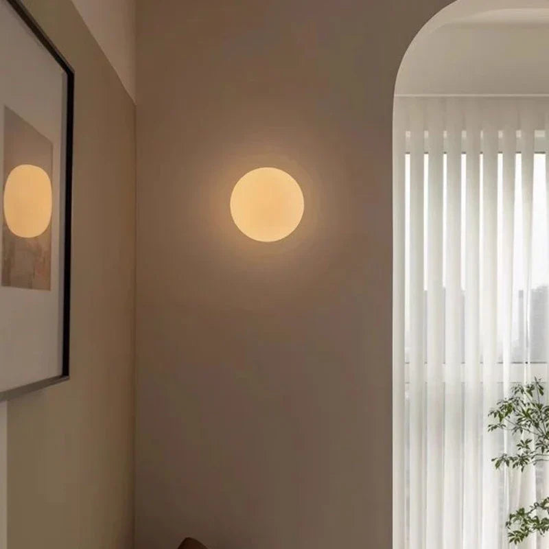 Modern White Glass Circular Wall Light