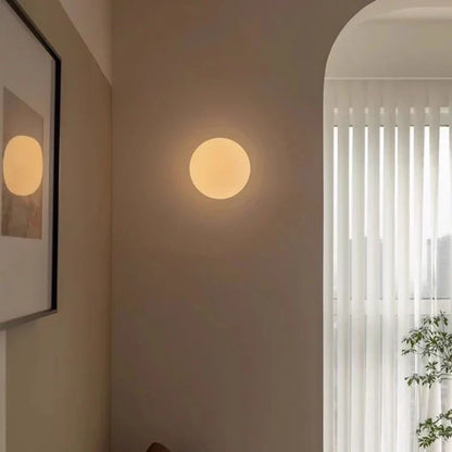 Modern White Glass Circular Wall Light