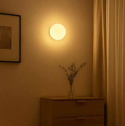 Modern White Glass Circular Wall Light