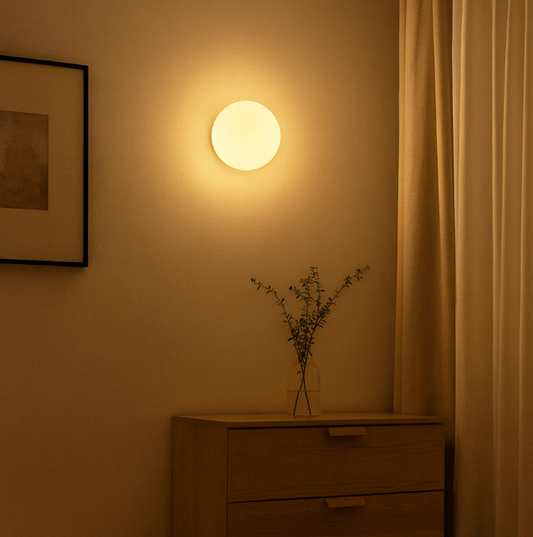 Modern White Glass Circular Wall Light