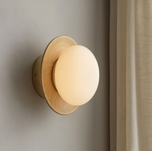 Minimalist White Wood Wall Sconce Light