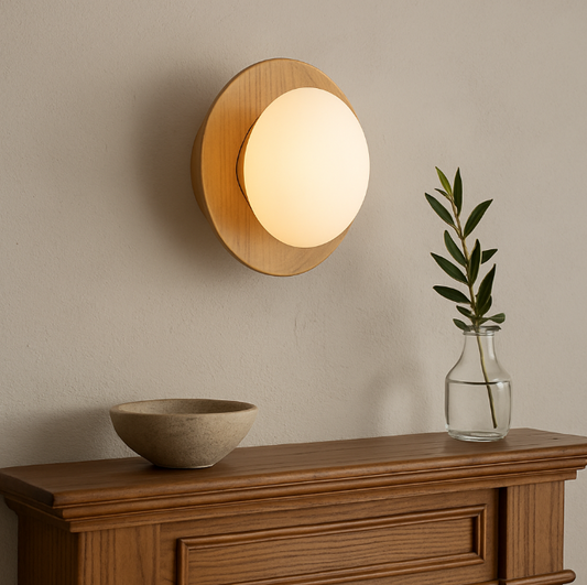 Minimalist White Wood Wall Sconce Light