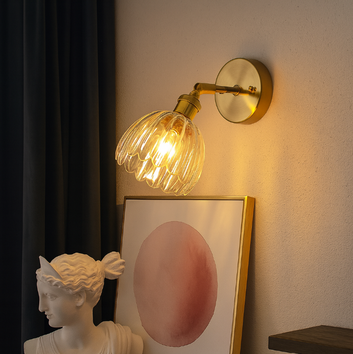 Vintage Tulip Glass Wall Sconce Light