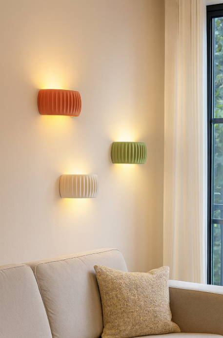 Art Deco Ribbed Resin Wall Sconce Light