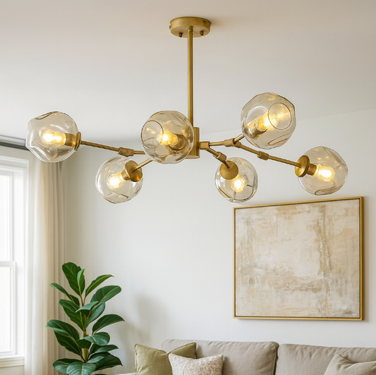 Mid-Century Bubble Glass Sputnik Chandelier Light