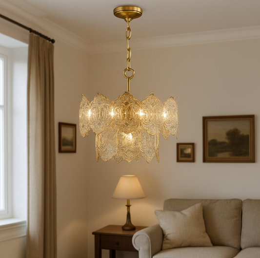 Gold Crystal Panel Chandelier Ceiling Light