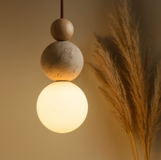 Travertine Lava Stone Pendant Light