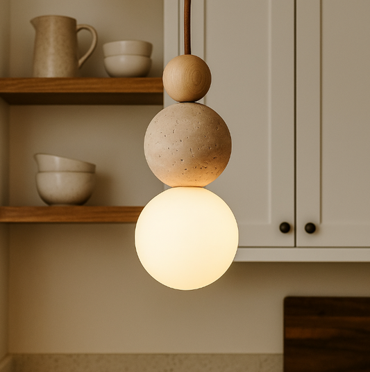 Travertine Lava Stone Pendant Light