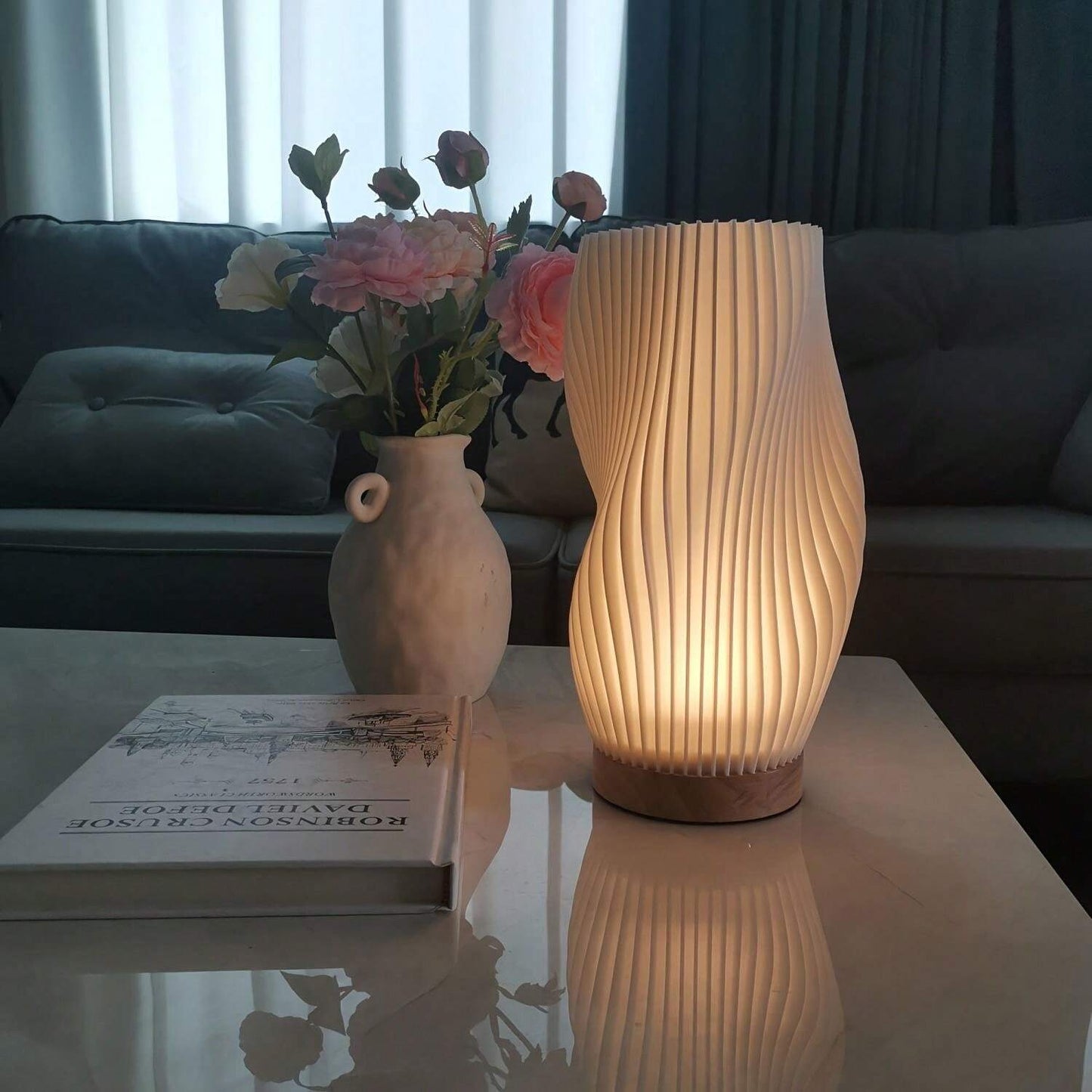 USB Dimmable Wavecrest Table Lamp Modern Design
