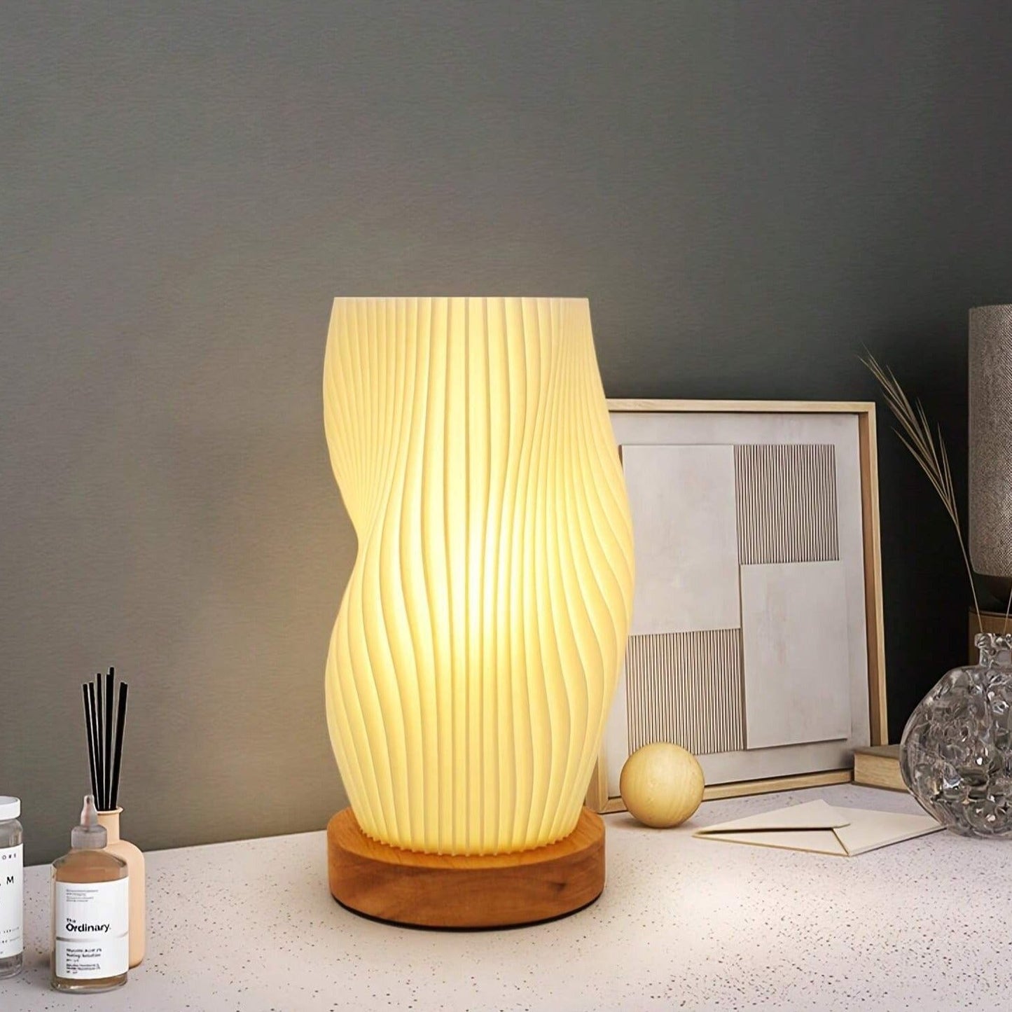 USB Dimmable Wavecrest Table Lamp Modern Design