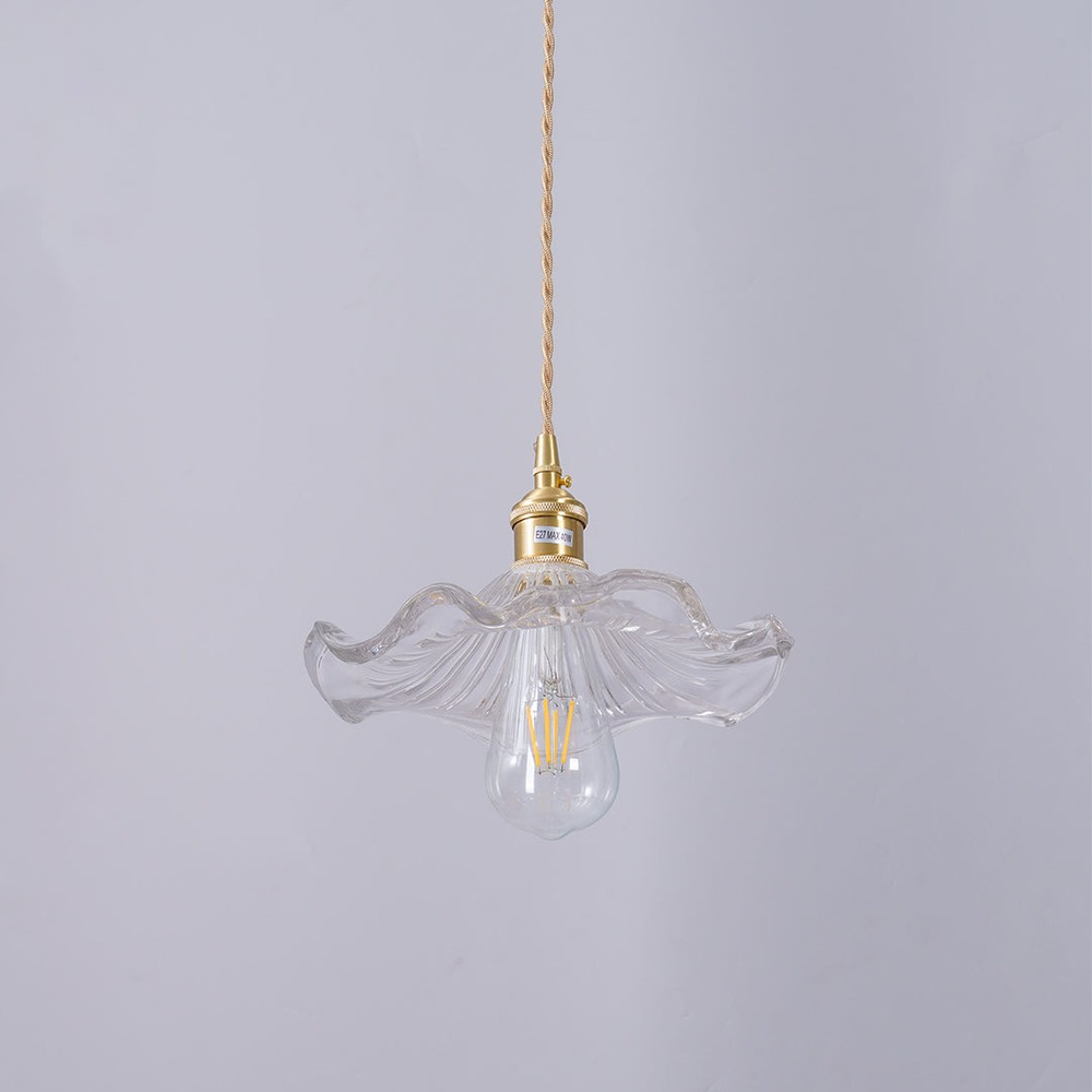 Glass Hibiscus Flower Pendant Light Fixture