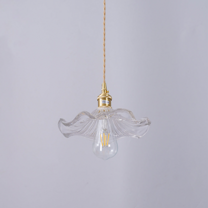 Glass Hibiscus Flower Pendant Light Fixture