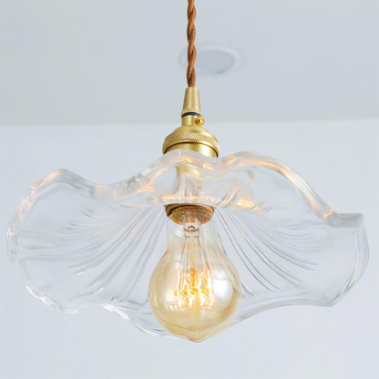 Glass Hibiscus Flower Pendant Light Fixture