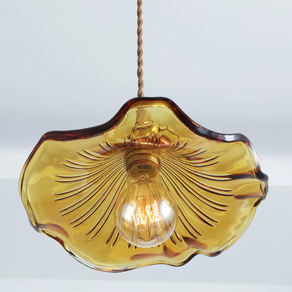 Glass Hibiscus Flower Pendant Light Fixture