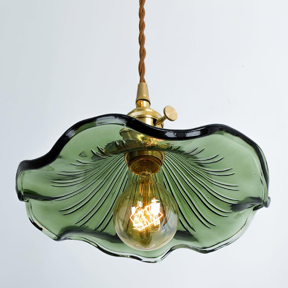 Glass Hibiscus Flower Pendant Light Fixture