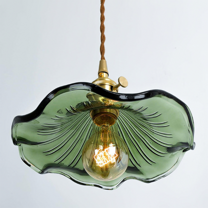 Glass Hibiscus Flower Pendant Light Fixture