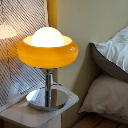 Vintage Bauhaus Yellow Glass Table Lamp