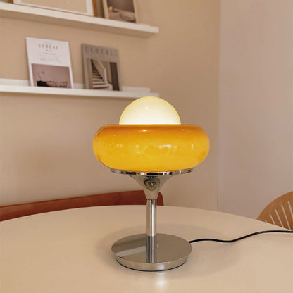Vintage Bauhaus Yellow Glass Table Lamp