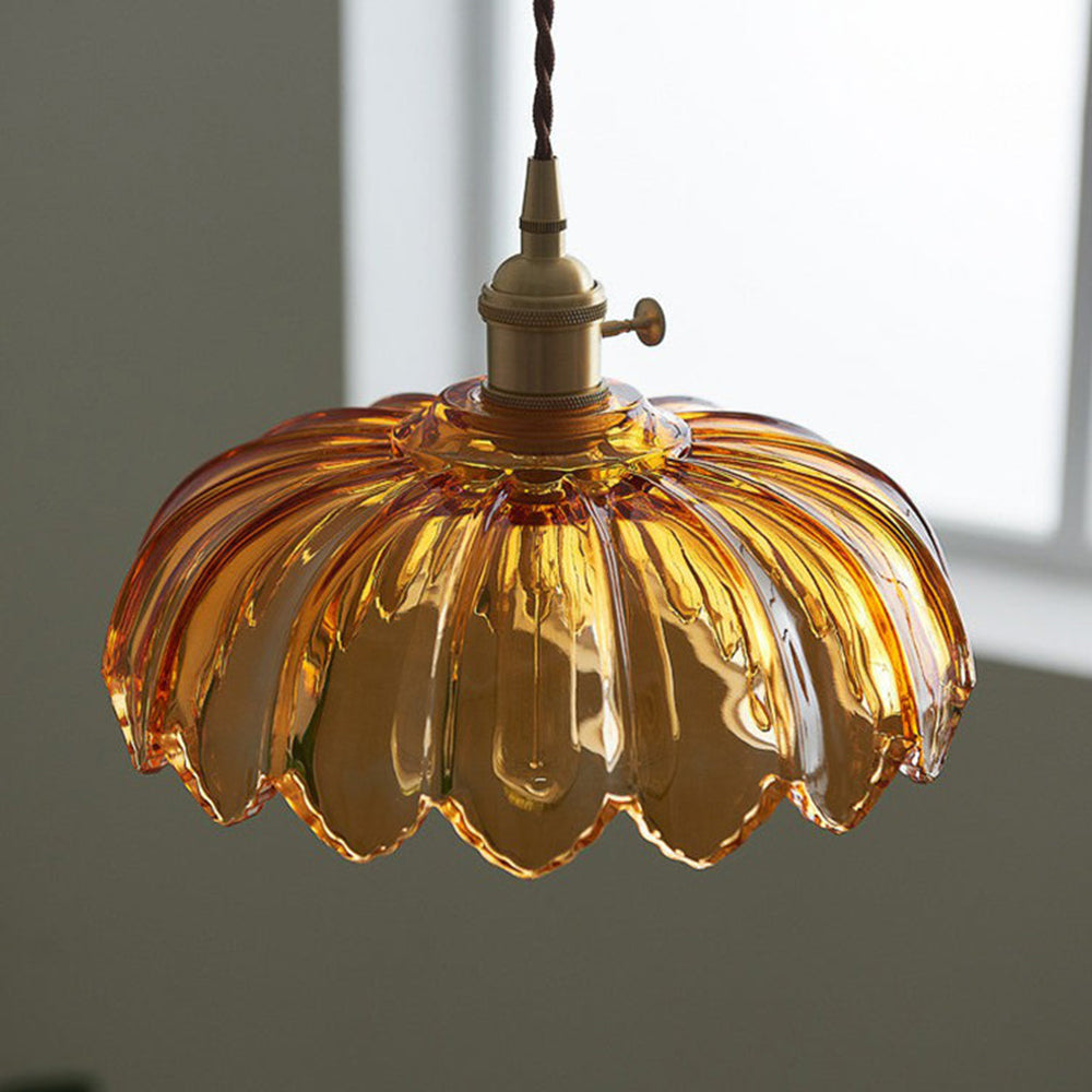 Vintage Glazed Floral Hanging Lamp