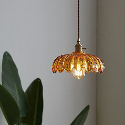 Vintage Glazed Floral Hanging Lamp