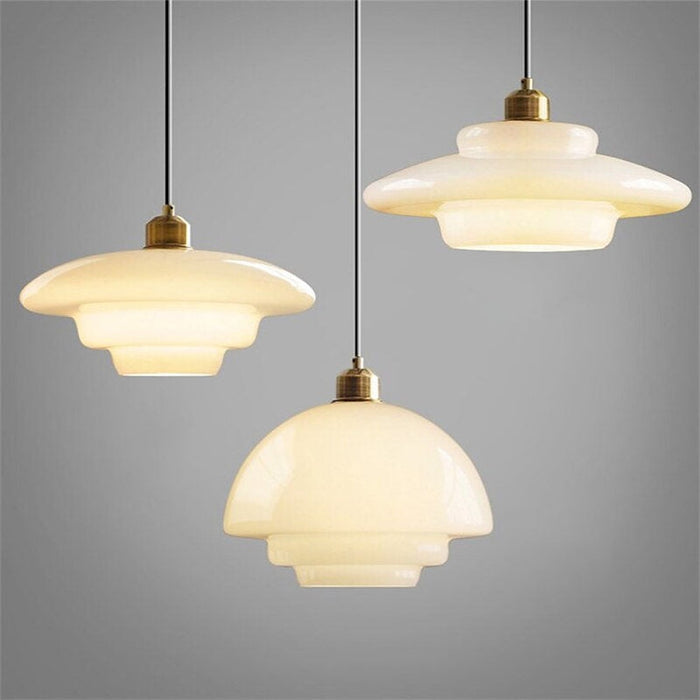 Mid Century White Glass Pendant Light