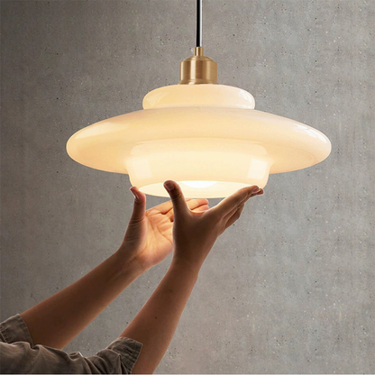 Mid Century White Glass Pendant Light