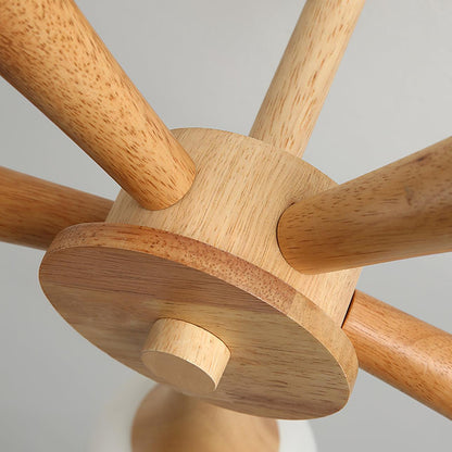 Wood and Glass LED Chandelier Ceiling Light