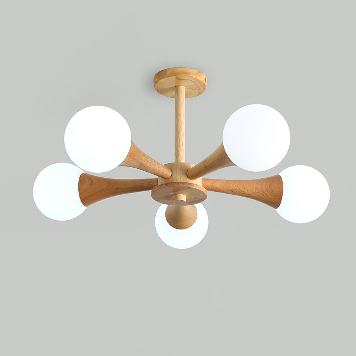 Wood and Glass LED Chandelier Ceiling Light